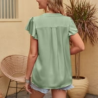 Ženski okrugli vrat Modni casual Soild V- Bluza kratkih rukava XL
