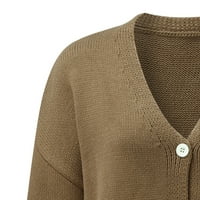 SHPWFBE CARDIGAN ZA ŽENE DA LJUDI MODNO Čvrsta boja Srednja dužina dugih rukava V-izrez Pleteni džemper