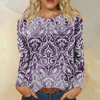 Bluze Fragarn za zagled za žene $ okrugli vrat casual dugih rukava pulover dugih rukava majica s dugim