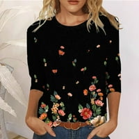 Ženski krojevi cvjetni kralježni rukav ženski plus majica Loop Fit Womens Ljetne košulje Tri četvrtine
