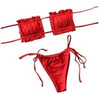 Žene Tankini kupaći odijela Ruched šuplji podstavljeni grudnjak Jump Monokini Red S