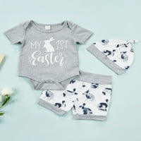 MA & Baby Newborn Baby Girls Boys Uskršnje odjeće Zeko Print Kratki rukav Top ljetnih kratkih hlača