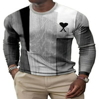 Grianlook muns majice Geometrijska bluza za ispis Dugih rukava Regularna Fit Majica Crew Crt Muškarci Ležerne prilike Basic Fashion Muški stil m