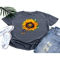 Avamo casual tops bluza za ženske modne suncokretske majice Suncokret s kratkim rukavima V izrez Bluza