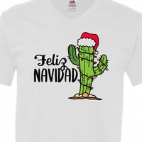 Inktastični feliz Navidad Božićni kaktus u majici santa šeširom muške majice V-izrez