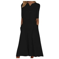 Haljine za žene Dužina koljena Kratki rukav Ležerni A-linijski ispisani V-izrez ljetna haljina crne s