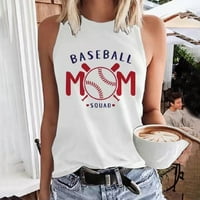 Slatki grafički tenkovi za žene mama bejzbol slobodne udobne bluze košulje bez rukava bez rukava na