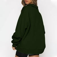 Žene SPING pulover Tijek dukseri Diskultibilni skakač slatki vrhovi četvrti Zip V izrez dugih rukava vojska zelena XL
