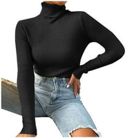 Ženska turtleneck zimski džemper s dugim rukavima Jumper topli meko pleteni pulover na vrhu crne l
