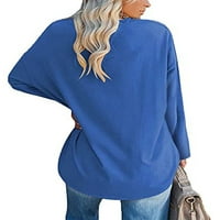Gomelly Women The Majica dugih rukava Plain T Majica dame casual radne pulover Pulover Tipke Royal Blue