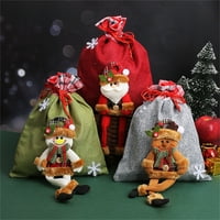 Pompotops božićne vrećice reljefne crtane lutke viseći ukras slatka torba za pohranu bombona za prijatelje za prijatelje Porodično dječje Xmas Tree Santa, dom