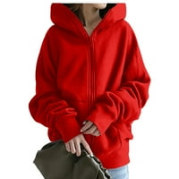 Ženska puna boja dukserice dugih rukava dugim kaputima s džepovima Hot6SL4490297