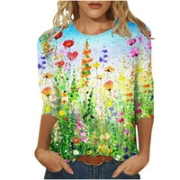 Rukovni vrhovi za WOMNE, Ženska slatka cvjetna tiskana Tee Ležerne prilike labave lagane pulover ogromne