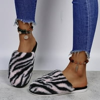WEFUESD ženske modne životinjske print okruglih nožnih prstiju papuče na cipele na cipelama, kućni papuče