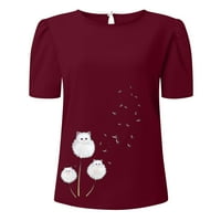 Ženski bluze Ženski ležerni okrugli vrat duhovni rukavi tiskani majica kratkih rukava Top Wine s
