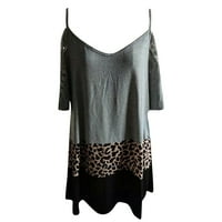 Haljine za prodaju za žene kratki rukavsak Leopard uzorak patchwork haljina okrugla vrata hladno rame
