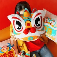 Kineska novogodišnja jastuk za jastuk lav za vez za vez za posteljinu Početna Dekor Narančasta X