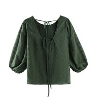 B91XZ Ženske Thirts Pamuk Loase FIT Women Bluze Top Solid Moderski T-majice Plus Veličina Green, XXL