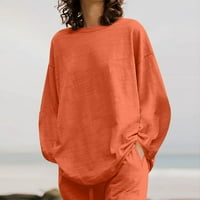 qolati ljetne odjeće za žene pamučna posteljina set dečko prevelike majice ravna noga pantna salon odijela