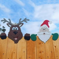 Božićna ograda PeecEer Dekoracija - Santa Claus Elk Peekting Garden Dvorac za dvorište, Xmas DIY vanjski vrtni ograda Znak za uređenje kuće za kućni dekor za odmor