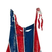 Ljetna odjeća za ženu, Dan neovisnosti Poropl tiskani vintage dvostruki džepni džep sa kaiševima kaprione