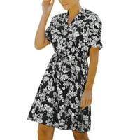 Ženske haljine Žene Ljeto Ležerne prilike V izrez UP haljina Kratki rukav Froal Print izrežite Flowy