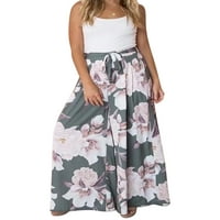 Ženske hlače široke noge visoki struk cvjetni tiskani uzorak Culottes sa strukom ljetna odjeća