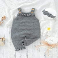 Bagilaanoe Toddler Baby Girl Knit Zkupne rukavice Numper Nosper Commens + Trake za glavu 3T Duge hlače
