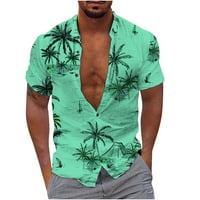 Havajske majice za muškarce Vintage Lagana gumba s kratkim rukavima Down Henleys bluza Slatka grafika prevelika praznične vrhove Aloha