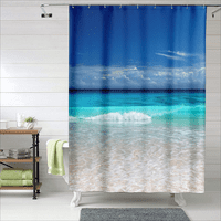 Set zavoja za tuširanje Ocean Beach Ispis zavjesa za ukrašavanje kuće sa kukama Ljetno morsko talas