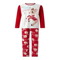 Porodični božićni podudaranje pidžama set elk tiskani pulover Top i duge hlače za odmor kod roditelja-dijete