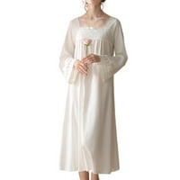 Homgro ženska pamučna majica Slatka čipka viktorijanska noćna rubona Soft Bell rukava dugačka haljina