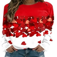 Ženska dukserica za Valentinovo vrhovi džemper s dugim rukavima s dugim rukavima, labav duks pulover