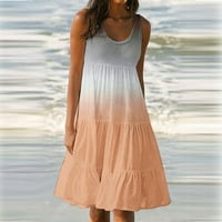 Ružičasta haljina Women plus size bez rukava ženska modna ljetna gradijentska ručna haljina za plažu