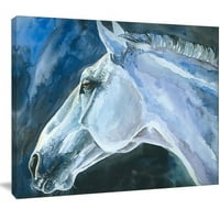 Dizajnerska umjetnost 'siva konja akvarel' slikanje ispis na zamotanom platnu