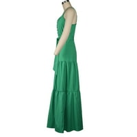 Wendunide Maxi haljina za žene Modne žene Ljeto Boho bez rukava za zavoj na plažu na plaži Green XXXL