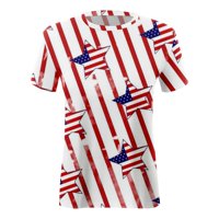 Ženske majice Neovisnosti Dan Star Stripes Ispisano Ležerne modne majice kratkih rukava O-izrez Top