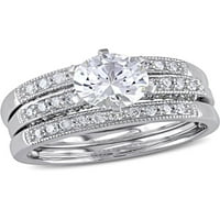 1. Carat laboratorija White Sapphire s dijamantima karat svadbeni vjenčani prsten u 10k bijelo zlato