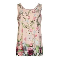 Tobchonp modni vrhovi bez rukava za žene Proljeće ljeto Vintage Cvjetni print Ženska odjeća O vrat Casual