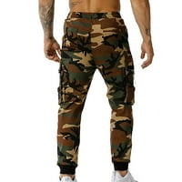 Teretne pantalone za muškarce Ispis patchwork kamuflažne hlače Slim Fit multi džepne zvezne hlače hlače elastične strugove hlače
