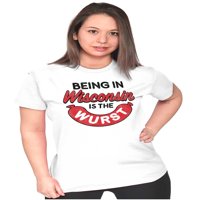 Wisconsin Wurst Ljubitelji mesa pucajte smiješnu žensku majicu, dame Tee Brisco Brends S