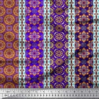 Soimoi pamučna poplin tkanina Stripe, Ikat & Mandala Kaleidoskop Ispis tkanina sa dvorištem široko