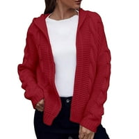 Hanzidakd ženski kardigan džempere jesen dugi rukav pamuk čvrsti kardiganski džemperi crveni m