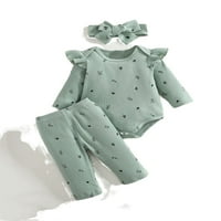Cute Ditsy cvjetni print okrugli vrat dugih rukava Mint zelene bebe