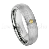 Prsten od brušenog kupola - 0,07ct solitaire citrinski prsten - personalizirani vjenčani prsten za volfram