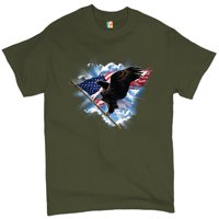 TEE Hunt ćelav orao noseći američku majicu zastava 4. jula Patriotic Muška majica, vojna zelena, 4x-velika