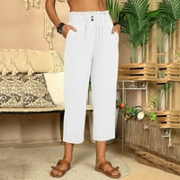 Wozhidaoke hlače za žene Bijele posteljine hlače za pantalone za neprobojnost Ležerne prilike plus veličine