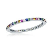 Sterling Silver Pride Rainbow Eternity Band Ring