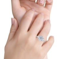 Halo cvjetni vjenčani prsten Marquise simulirana kubična cirkonija sterling srebrna veličina 5