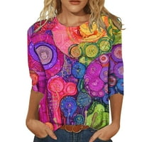 Modna žena okrugli vrat 3 4Sleeve majica Jesen štampanje bluza vrhova dukserica Dressy Fall Majica Dukseri